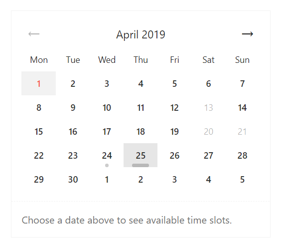 Appointment calendar grey line