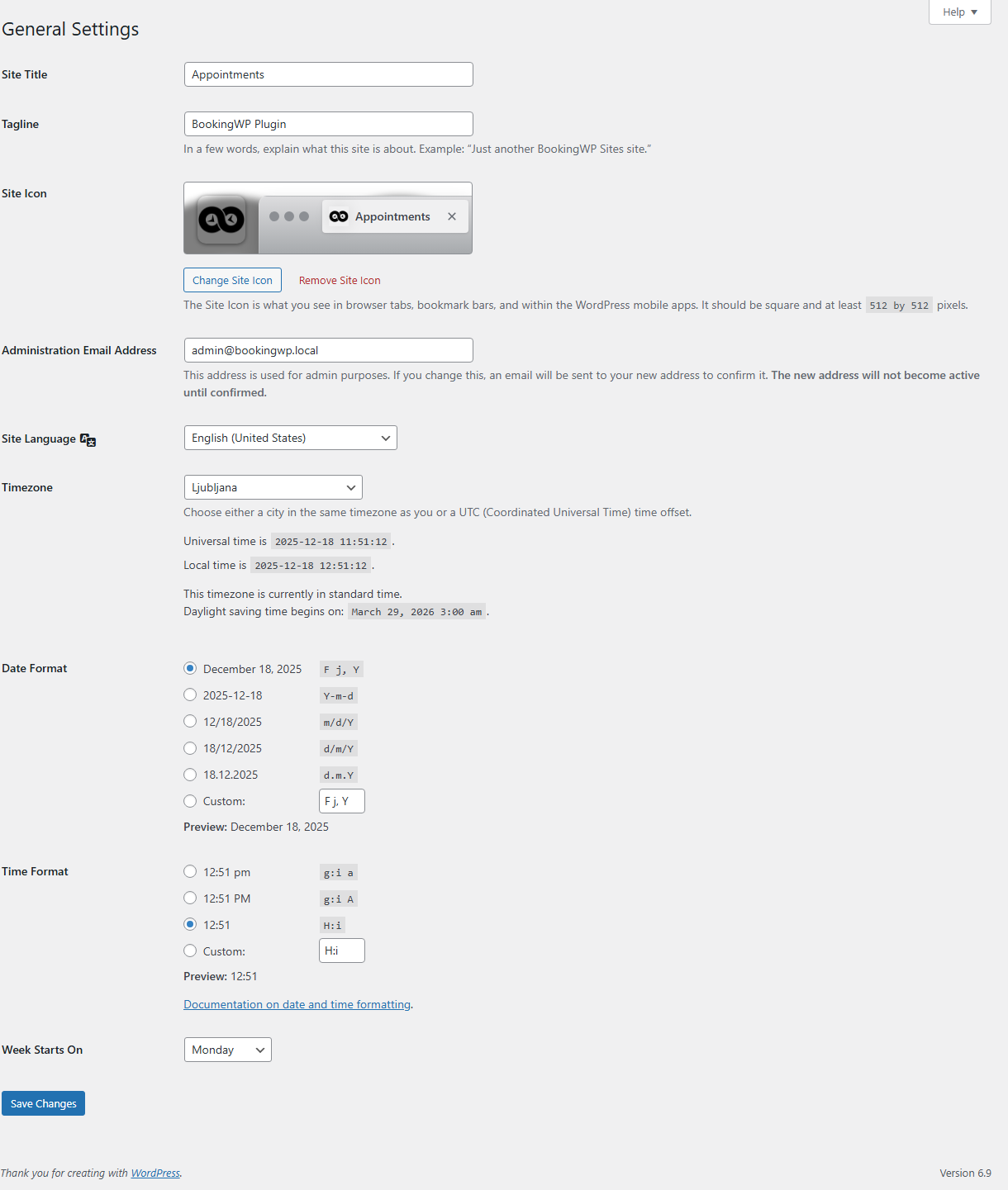 WordPress General Settings