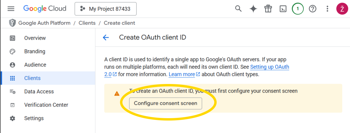 Configure OAuth Consent Screen