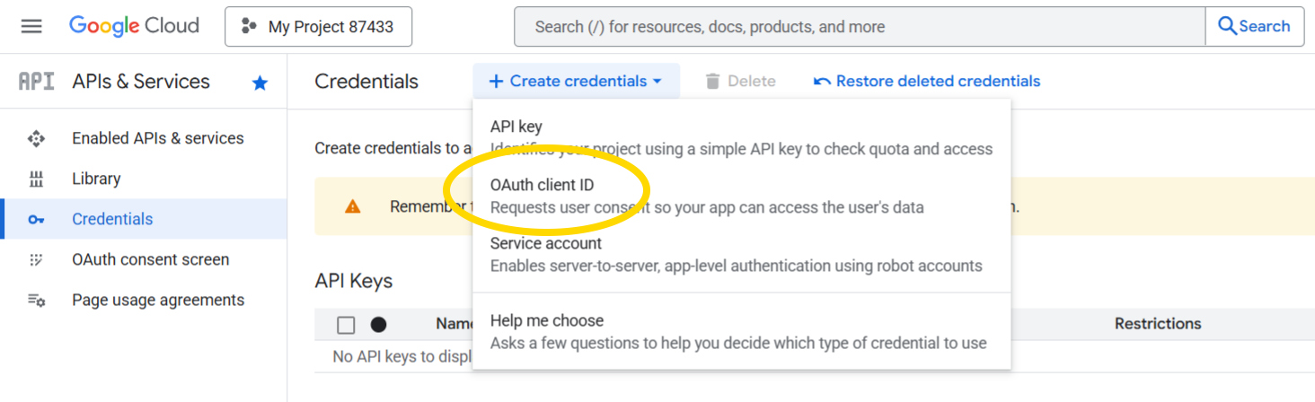 OAuth Client Configuration Form