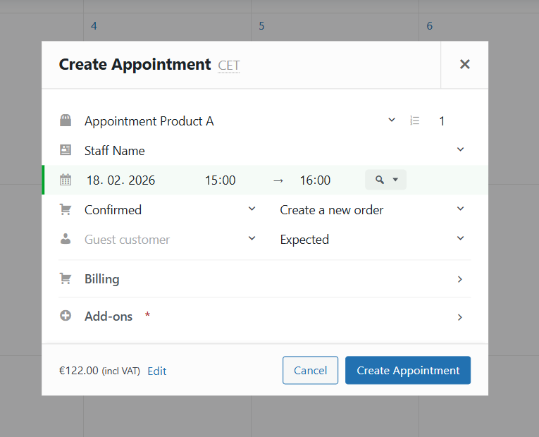 Add Appointment Modal