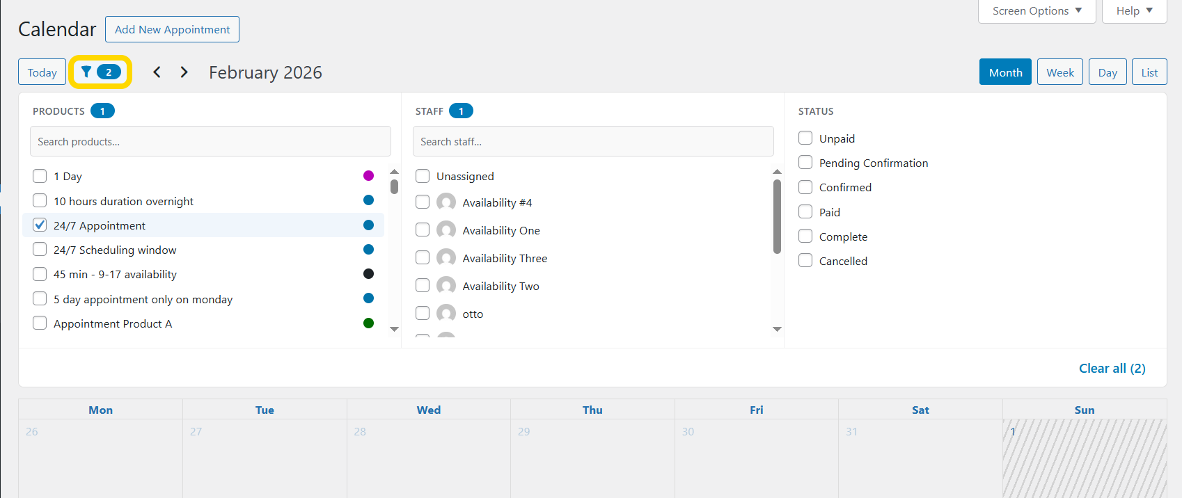 Multi-select filter panel