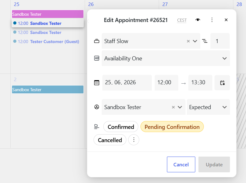 Admin panel — edit mode