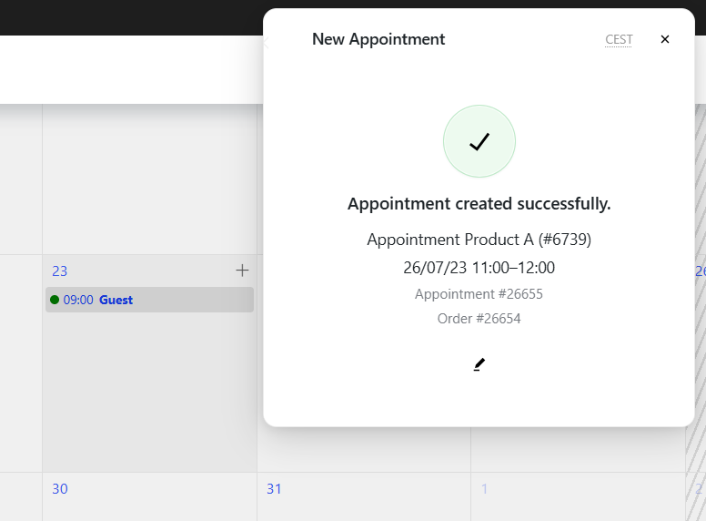 Admin panel — create success