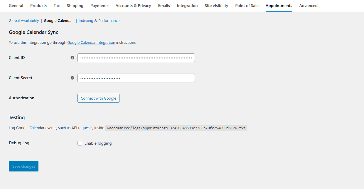 Google Calendar settings